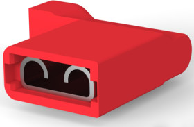 Insulated flat plug sleeve, 6.35 x 0.81 mm, 0.32 to 0.82 mm², AWG 22 to 18, brass, tin-plated, red, 2-520129-2