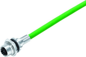 Panel socket, M12, 8 pole, cable connection, screw locking, straight, 70 3784 706 08