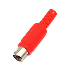 Gniazdo RCA cinch czerwone lutowane na przewód kabel plastikowe