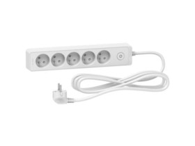 Przedłużacz 5-gniazd. z łącz. 3m biały