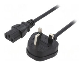 SN23-3/07/1BK Kabel: 3x0,75mm2, BS 1363 (G) wtyk,IEC C13 żeński, 1m, 3A