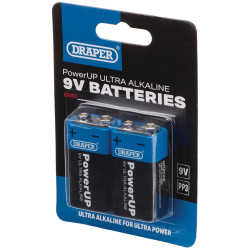 Draper 03983 PowerUP Ultra Alkaline 9V Batteries (Pack of 2)