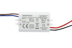 Zasilacz LED 12V 0,5A 6W wodoszczelny IP67 | ESPE LP-0612