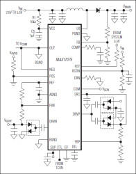 Boost-Regulator with Integrated Charge Pumps, Switch Control, and High-Current Op Amp