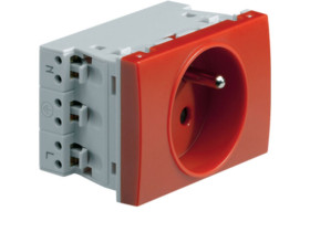 systo Gniazdo przelotowe z uziemieniem 2P+Z samozaciski 3M czerwony WS121R HAGER