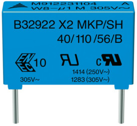 MKP suppression capacitor, 150 nF, ±20 %, 630 V (DC), PP, 15 mm, B32922C3154M000