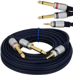 VITALCO MK71 Kabel Audio mini Jack 3,5mm Stereo (wtyk) / 2x Jack 6,3mm Mono (wtyk) 3m