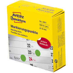 Avery-Zweckform 3851 Sticky dots Green Permanent Paper Ø10mm Pack of 800