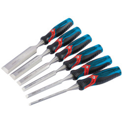 Draper Expert 70419 140mm Soft Grip 'Pound Thru' Bevel Edge Wood Chisel Set 6Pc