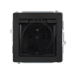 DECO Gniazdo bryzgoszczelne z/u (klapka dymna) czarny mat 12DGPB-1zdp