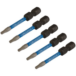Draper Expert 05649 TX-STAR&#xAE; Impact S/Driver Bits T10x50mm 1/4&quot; Hex 5Pc