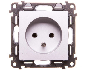 VALENA LIFE Gniazdo pojedyncze z/u 2P+Z aluminium 753385
