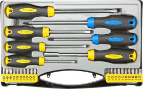 Wkrętaki i końcówki wkrętakowe hartowane, adapter do nasadek, walizka, stal CrV (zestaw 27 szt.) 39D887