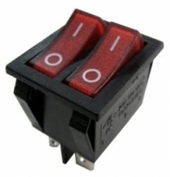 Przełącznik kołyskowy podwójny czerwony AC