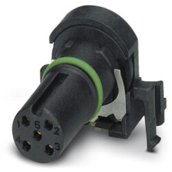 Panel socket, 5 pole, solder pins, screw locking, angled, 1432431