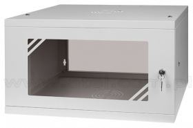 Szafa rack 6U, wisząca, 19", 450mm dł., drzwi szklane, do montażu