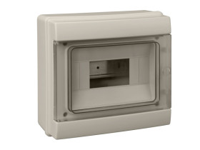 Rozdzielnica hermetyczna natynkowa 8 modułowa 1x8M drzwi transparentne N+PE IP65 C.14508 PAWBOL