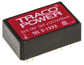 Konwerter DC/DC TEL 5, Uwe 18V dc, Uwe 9V, Uwy 12 V dc, TRACOPOWER 250 mA 5 W -40 °C 85 °C Do montażu na płytce