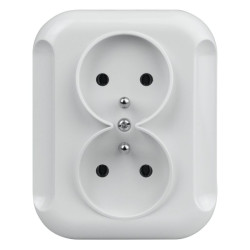 Gniazdo podwójne p/t PT-6F białe z uziemieniem 250V 16A Topaz DPM / TO-GPT-6T BI