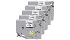 Taśma 5X Tze-111 Do Drukarki Brother 6Mm 8M Przeźroczysta Taśma Czarny Nadruk...