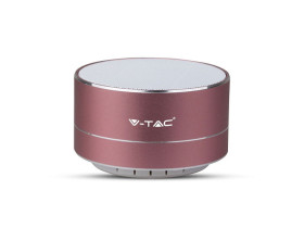 VT-6133 Przenośny głośnik bluetooth z mikrofonem obudowa: metal gniazdo USB slot na kartę micro SD różowy 7715 V-TAC