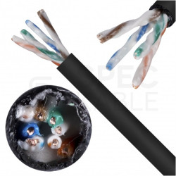 Kabel sieciowy U/UTP kat.5e skrętka 4x2x0,51mm zewnętrzny żelowany PE czarny Alantec