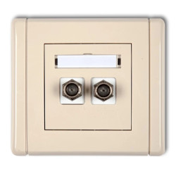 FLEXI Gniazdo antenowe podwójne typu F (SAT) pozłacane beżowy 1FGF-2.1