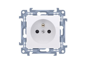 SIMON 10 Gniazdo pojedyncze z uziemieniem z przesłonami torów prądowych (moduł) szybkozłącza biały CGZ1CZ.01/11 KONTAKT SIMON