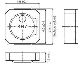 Cewka indukcyjna drutowa SMD 10 μH ±20% 4018 Idc 1.26A, rdzeń ferrytowy