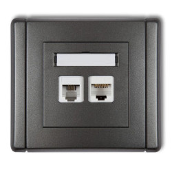 FLEXI Gniazdo telefoniczne pojedyncze 1xRJ11 + komputerowe pojedyncze 1xRJ45, kat. 5e, 8-stykowe, beznarzędziowe grafitowy 11FGT