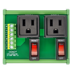 DIN Rail Mount AC 120V NEMA 5-15R 2 Receptacle Outlet Power Module, with Rocker Switch Thermal Circuit Breaker Overload Protecto