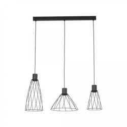 Lampa wisząca MODESTO BLACK z trzema drucianymi kloszami na GU10 na listwie 10149 TK Lighting