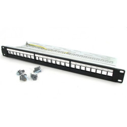 Patch panel pusty RACK 19" 1U na 24 moduły keystone z podporą czarny Alantec STP UTP