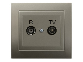 KIER Gniazdo antenowe RTV przelotowe 14dB satyna light GPA-14WP/45 OSPEL