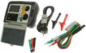 Miernik impedancji i RCD, 2 przewody, 500V, Selektywny AC, selektywny DC, CAT III 300 V, IEC 61010, LCD, BS 1363
