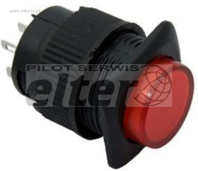 Przeł. przycisk. kw. (ON) 3A podśw. 250V czerw.