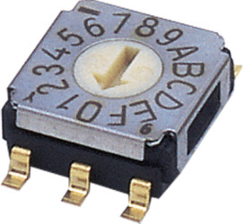 Encoding rotary switch, 16 pole, hexadecimal, straight, 100 mA/5 VDC, SA-7050B