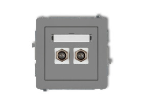 DECO Gniazdo antenowe podwójne typu "F" (SAT) niklowany szary mat 27DGF-2 KARLIK