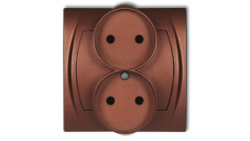 Logo Gniazdo Podwójne 2X(2P) Z Przesłonami Brązowy Metalik 9Lgpr-2P