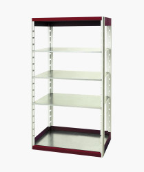 Rama stojąca do systemu półek, kolor Czerwony, 4-poziomowy, materiał: Blacha stalowa, 2000mm x 1050mm, 650mm, Bott
