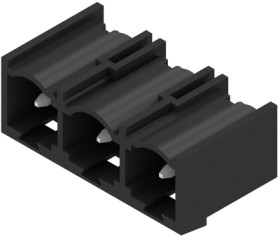 Pin header, 3 pole, pitch 7.62 mm, angled, black, 1472250000