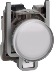 Signal light, with protection, 110-240 VAC, illuminable, waistband round, white, front ring metal, mounting Ø 22.5 mm, XB4BVGM1T