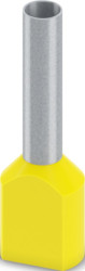 Insulated twin wire end ferrule, 6.0 mm², 18 mm long, DIN 46228-4, UL 486F-F, yellow, 2100002