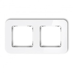 ICON Ramka uniwersalna podwójna zaokrąglona - efekt szkła (ramka: biała spód: grafitowy mat) 0-28-IRSZ-2