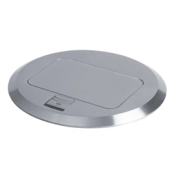 Puszka podłogowa POP-UP okrągła metalowa 1+1/2 gniazd M45 / aluminium BIURO+ 28311