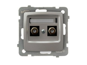 KARO Gniazdo antenowe podwójne typu "F" srebrny perłowy GPA-2SF/m/43 OSPEL