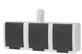 AQUANT 2K gniazdo natynkowe potrójne z uziemieniem 3x2P+Z IP65 szary 5043-65