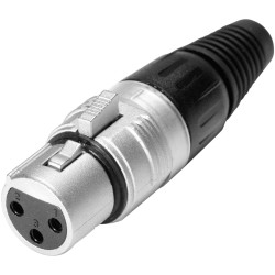 Hicon HI-X3CF XLR Socket, 3-Pin, Silver/Black, Strong Strain Relief