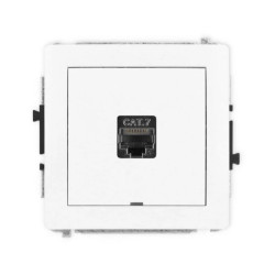 DECO Mechanizm gniazda komputerowego pojedynczego 1xRJ45, kat. 7, ekranowane, 8-stykowy, bez pola opisowego, biały mat 25DGKBO-9