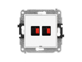MINI Mechanizm gniazda głośnikowego podwójnego, bez pola opisowego biały mat 25MGGBO-2 KARLIK